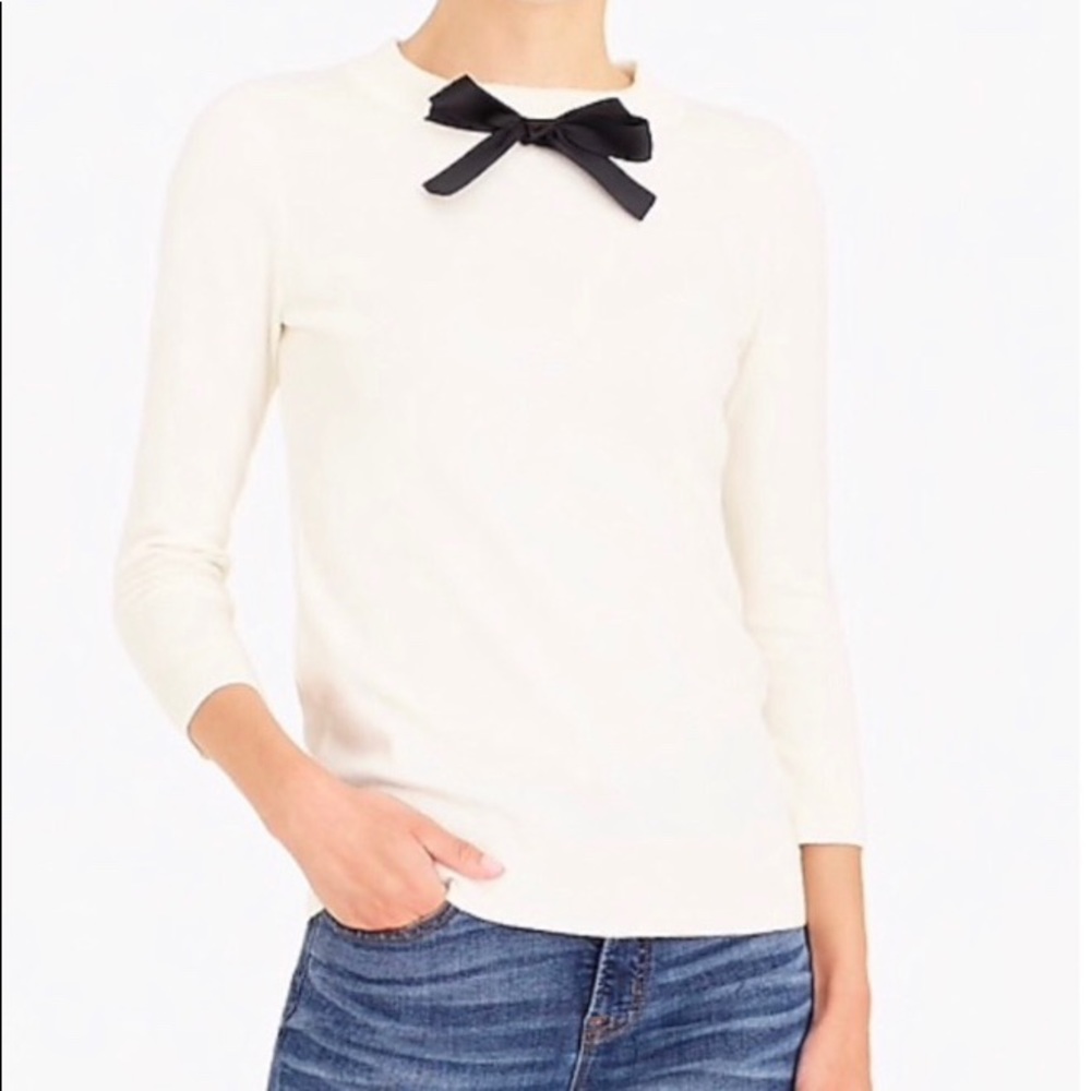 JCrew Mercantile Cream Bow Sweater
